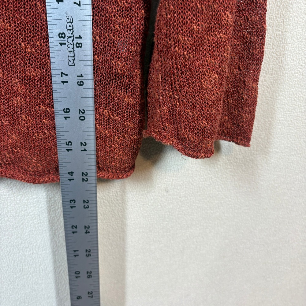 Eileen Fisher Linen Blend Open Front Cardigan Large Burnt Orange Classic Mature - Picture 8 of 8